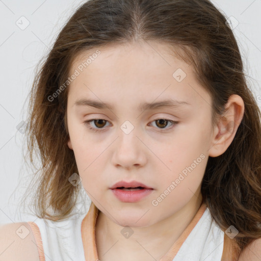 Neutral white child female with medium  brown hair and brown eyes