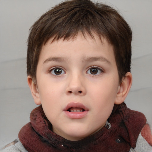 Neutral white child male with short  brown hair and brown eyes