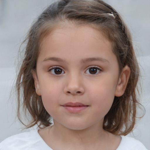 Neutral white child female with medium  brown hair and brown eyes