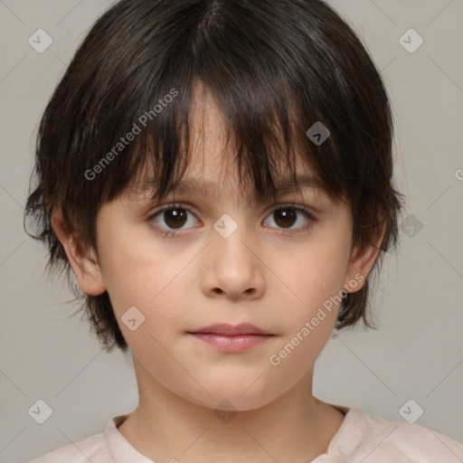 Neutral white child female with medium  brown hair and brown eyes