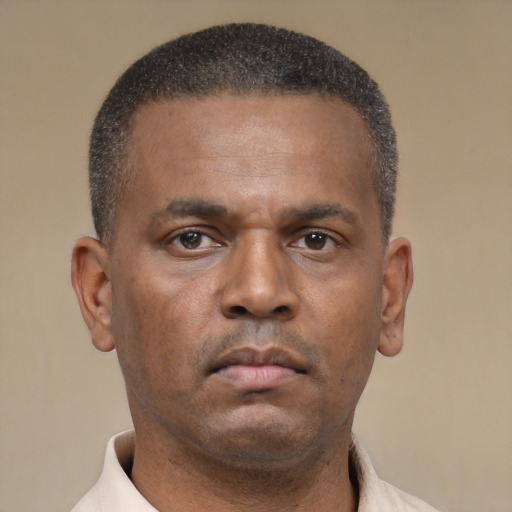 Neutral latino adult male with short  brown hair and brown eyes