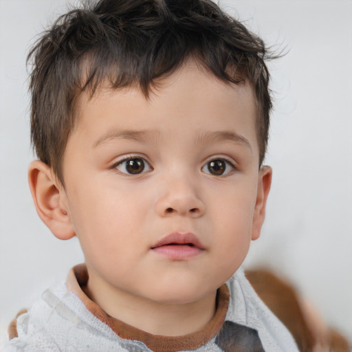 Neutral white child male with short  brown hair and brown eyes