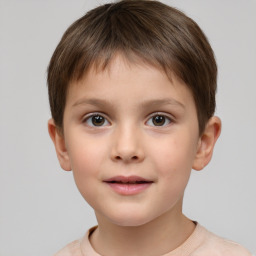 Neutral white child male with short  brown hair and brown eyes