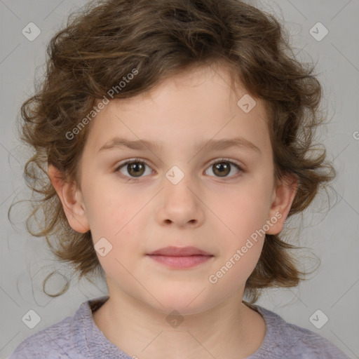 Neutral white child female with medium  brown hair and brown eyes