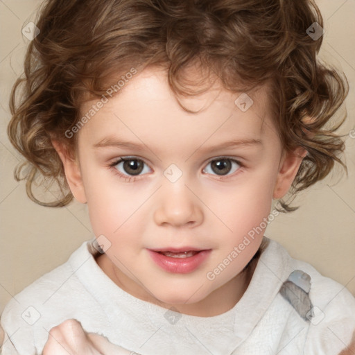 Neutral white child female with medium  brown hair and brown eyes