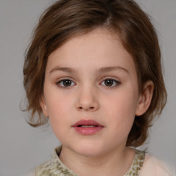 Neutral white child female with medium  brown hair and brown eyes