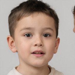 Neutral white child male with short  brown hair and brown eyes