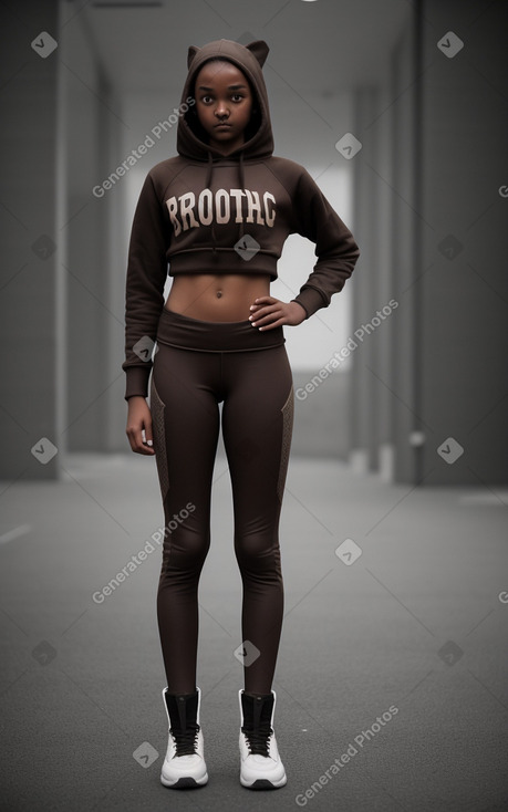 Sudanese teenager girl with  brown hair