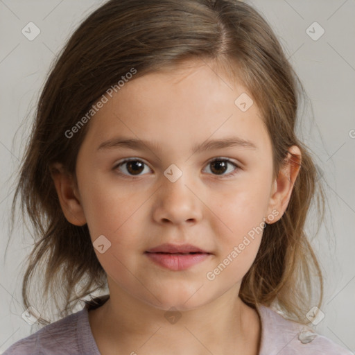 Neutral white child female with medium  brown hair and brown eyes