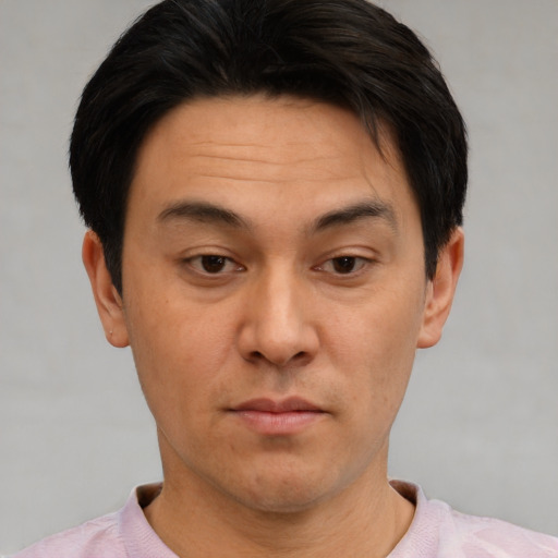Neutral white adult male with short  brown hair and brown eyes