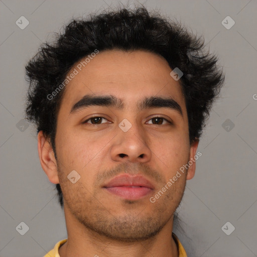 Neutral asian young-adult male with short  brown hair and brown eyes