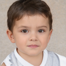 Neutral white child male with short  brown hair and brown eyes