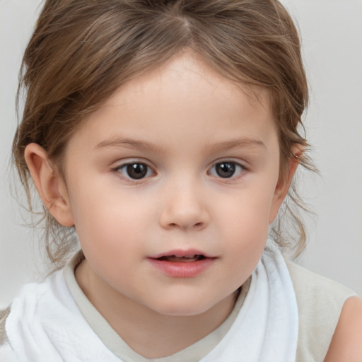 Neutral white child female with medium  brown hair and brown eyes