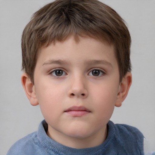 Neutral white child male with short  brown hair and brown eyes