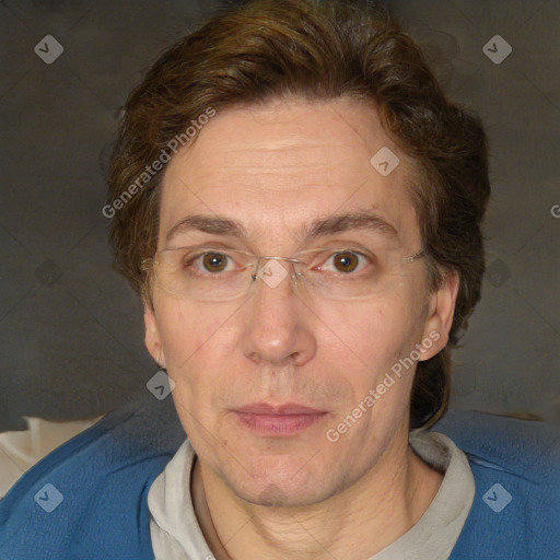 Neutral white adult male with short  brown hair and brown eyes