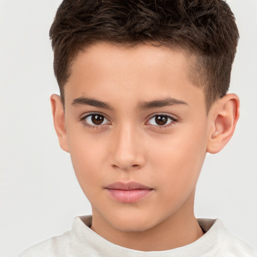 Neutral white child male with short  brown hair and brown eyes