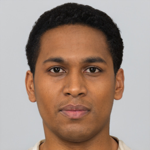Neutral latino young-adult male with short  brown hair and brown eyes