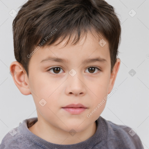 Neutral white child male with short  brown hair and brown eyes