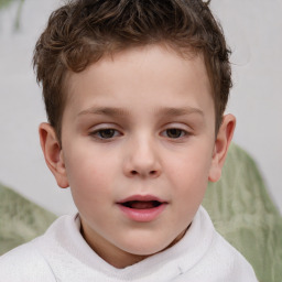 Neutral white child male with short  brown hair and brown eyes