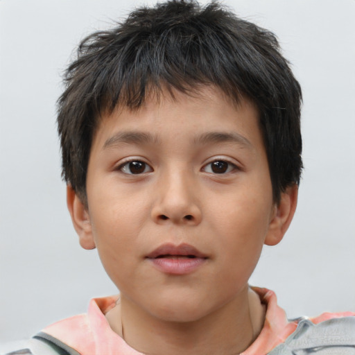Neutral white child male with short  brown hair and brown eyes