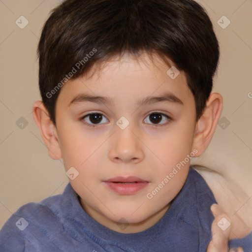 Neutral white child male with short  brown hair and brown eyes