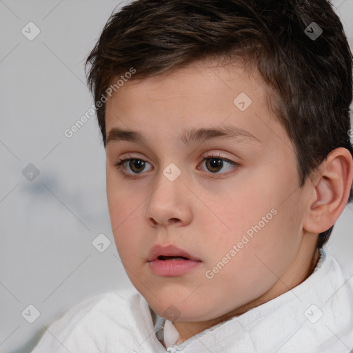 Neutral white child male with short  brown hair and brown eyes