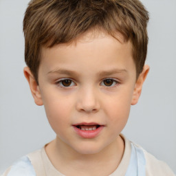 Neutral white child male with short  brown hair and brown eyes