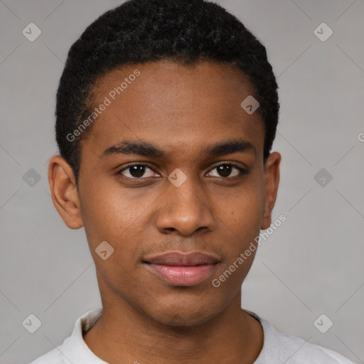 Neutral latino young-adult male with short  brown hair and brown eyes