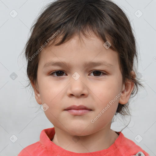 Neutral white child female with medium  brown hair and brown eyes