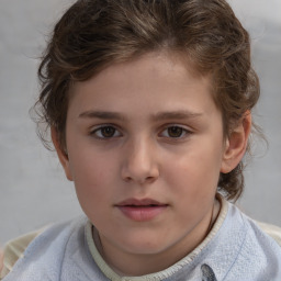 Neutral white child female with short  brown hair and brown eyes