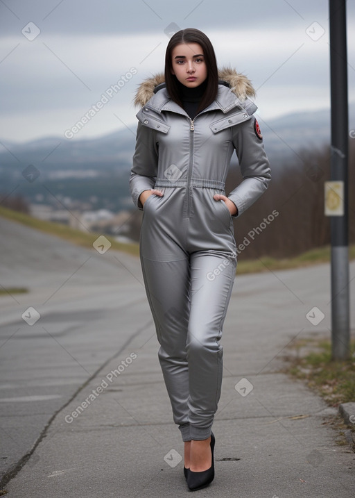 Albanian teenager girl with  gray hair