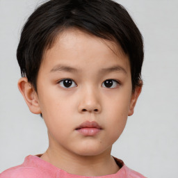 Neutral white child female with short  brown hair and brown eyes