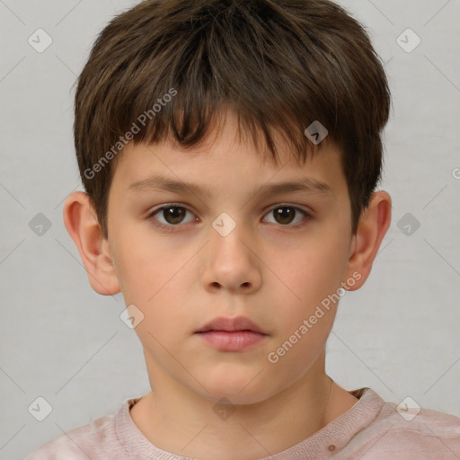 Neutral white child male with short  brown hair and brown eyes