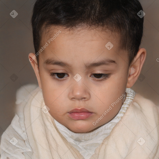 Neutral white child male with short  brown hair and brown eyes