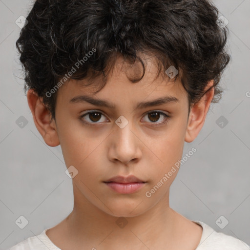 Neutral white child male with short  brown hair and brown eyes