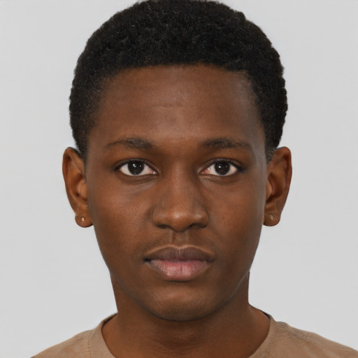 Neutral black young-adult male with short  brown hair and brown eyes