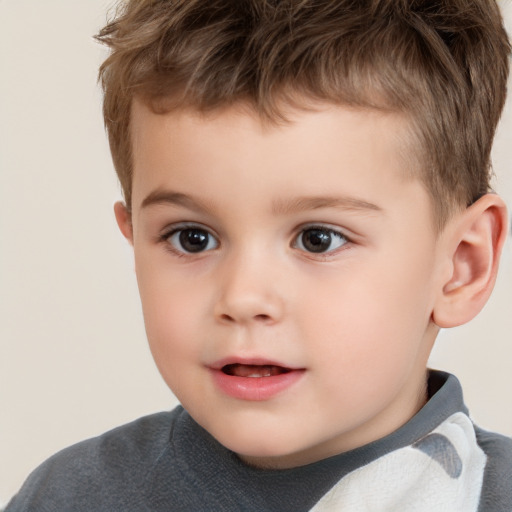 Neutral white child male with short  brown hair and brown eyes