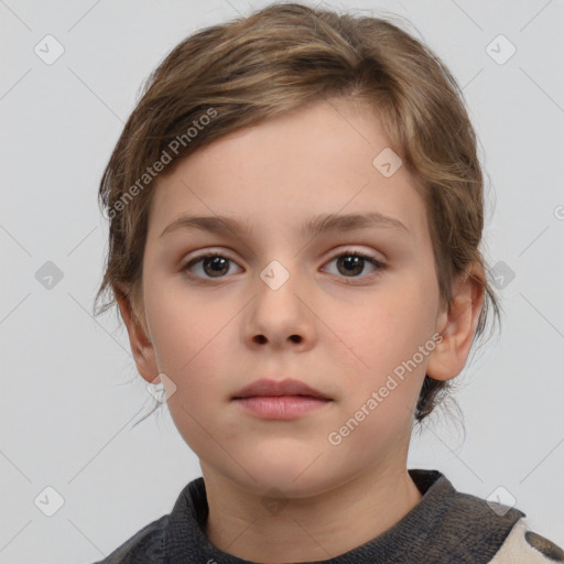 Neutral white child female with medium  brown hair and brown eyes