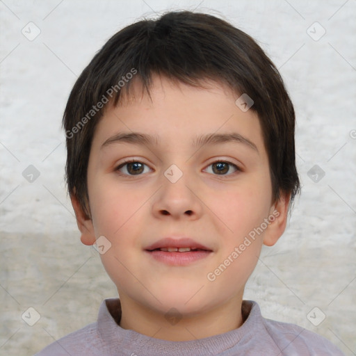 Neutral white child male with short  brown hair and brown eyes