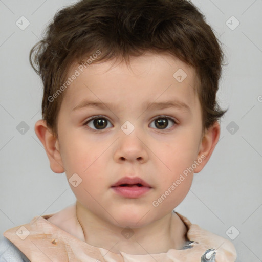 Neutral white child male with short  brown hair and brown eyes