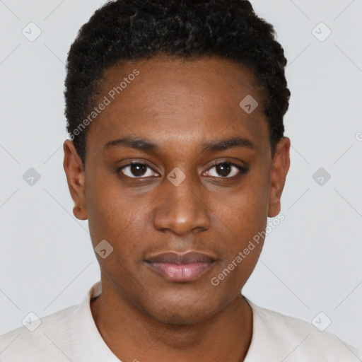 Neutral black young-adult male with short  brown hair and brown eyes
