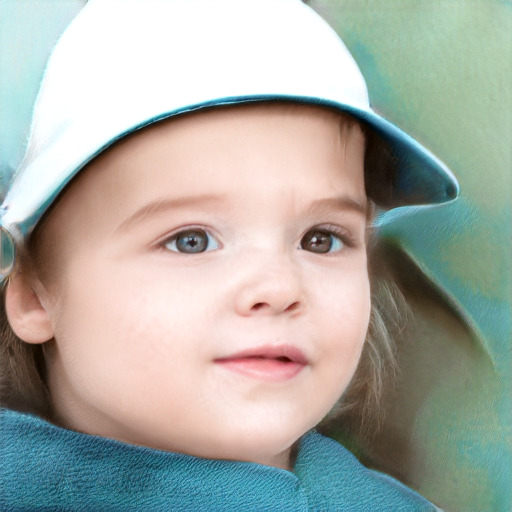 Neutral white child female with short  brown hair and blue eyes