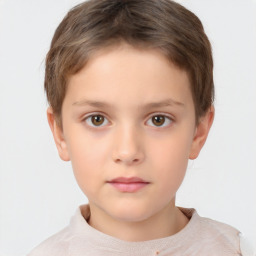 Neutral white child male with short  brown hair and brown eyes