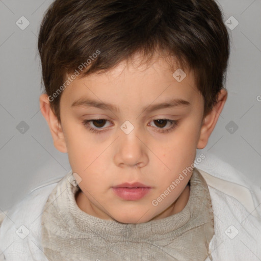 Neutral white child male with short  brown hair and brown eyes