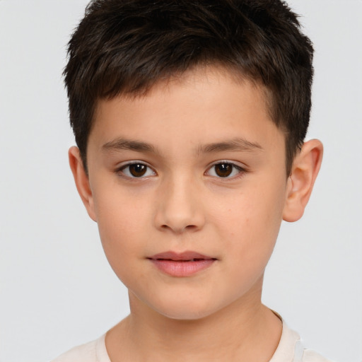 Neutral white child male with short  brown hair and brown eyes