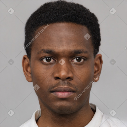 Neutral black young-adult male with short  brown hair and brown eyes