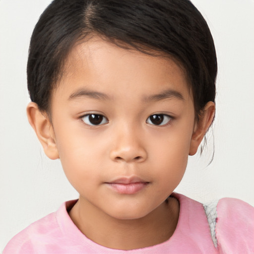 Neutral white child female with short  brown hair and brown eyes