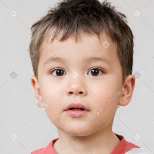 Neutral white child male with short  brown hair and brown eyes