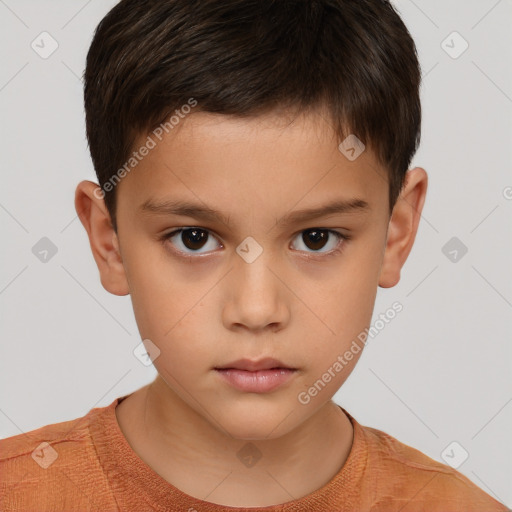 Neutral white child male with short  brown hair and brown eyes