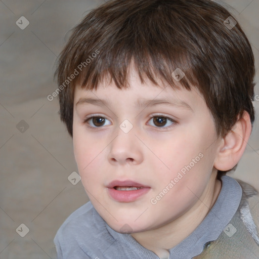 Neutral white child male with short  brown hair and brown eyes